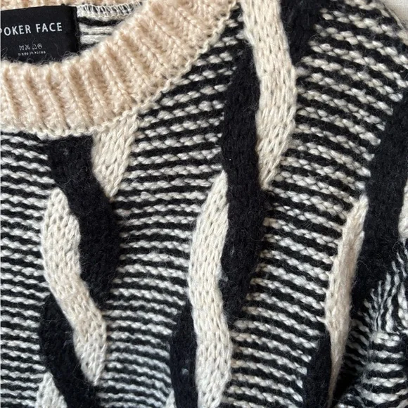 Cable Knit Sweater in Black and Cream - Picture 2 of 3